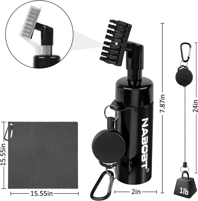 nabobt Golf Towel and Brush Set, Premium Golf Towel(16x16 inch) & Club Brush Cleaner with Retainer Clip and Squeeze Water Bottle, Essentials Golf Accessories for Men - Image 4